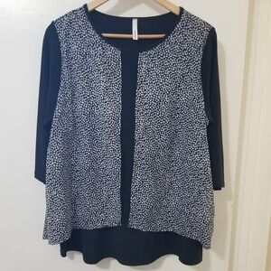 Hamilton Black & White Abstract Layered Tunic Top XL